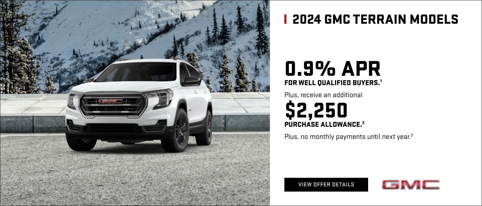 0.9% APR for well-qualified buyers.1

Plus, receive an additional $2,250 PURCHASE ALLOWANCE.2

Plus, no monthly payments until next year.3