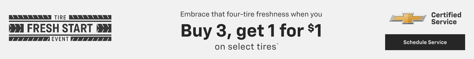 Buy 3 tires, get 1 for $1