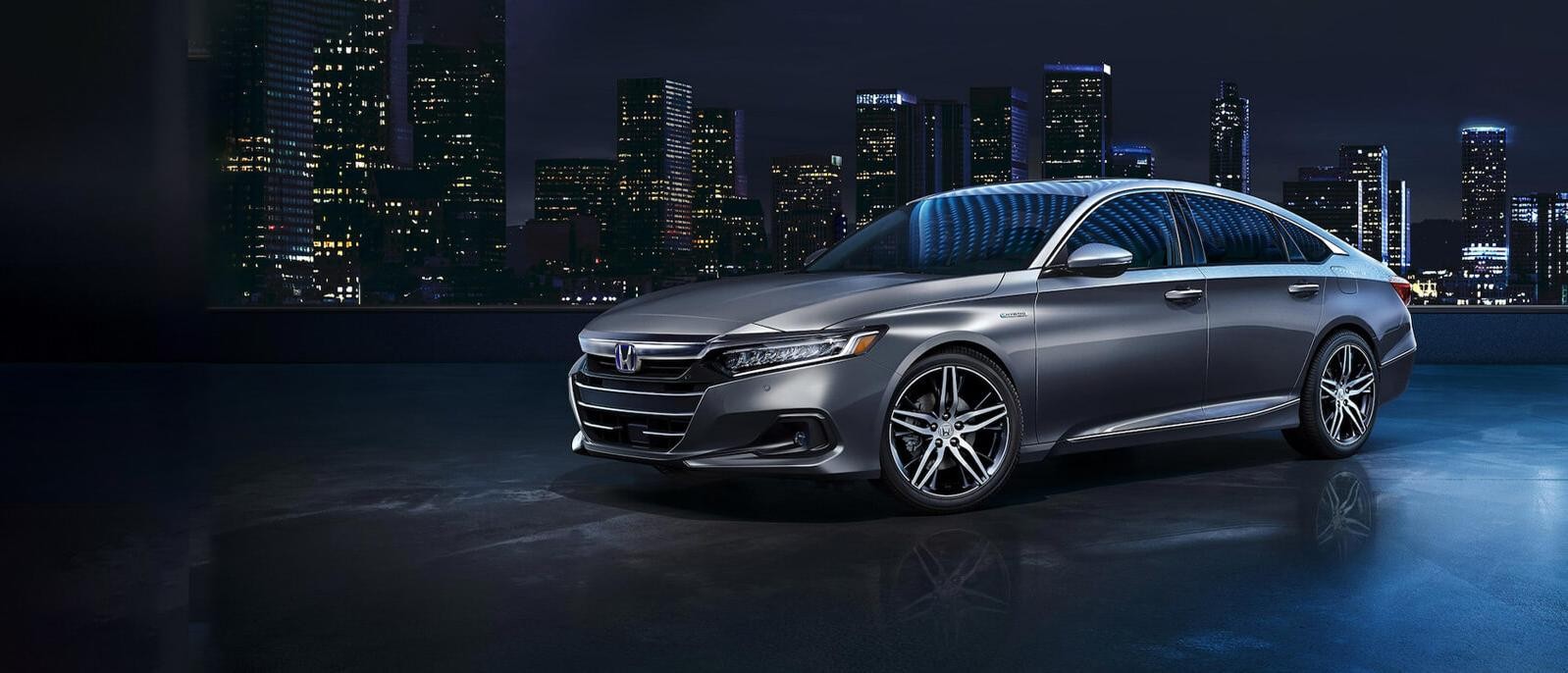 2022 Honda Accord Hybrid with city skyline background