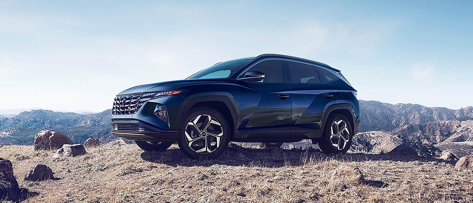 The 2022 Hyundai Tucson Hybrid parked on the mountain.