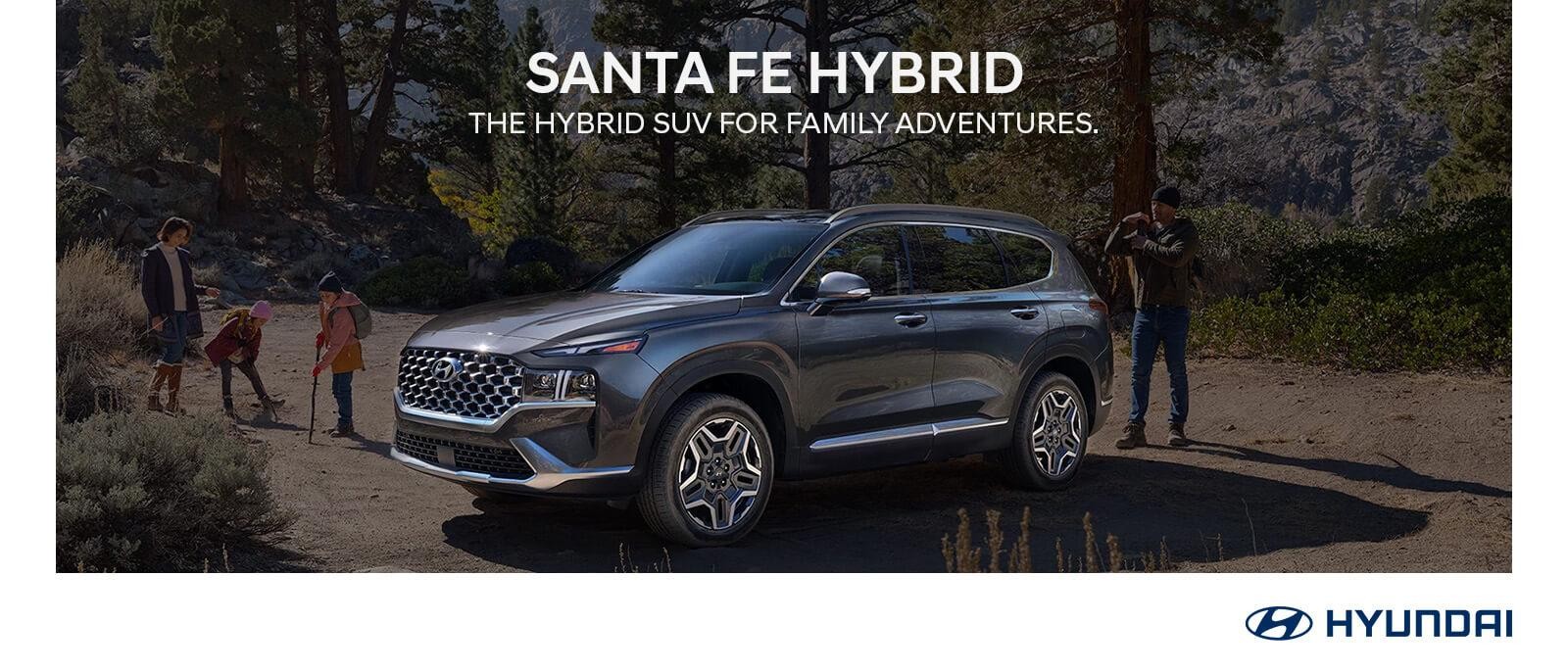 2023 Hyundai Santa Fe with mountains in background.