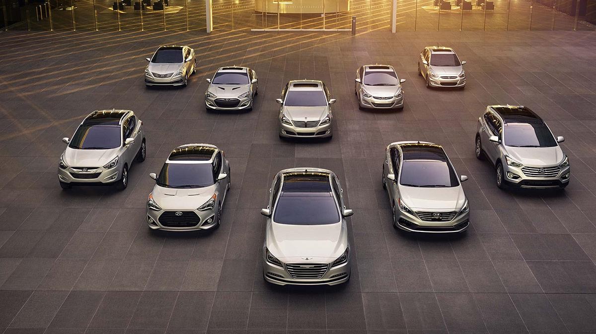 An overhead view of 2015 Hyundai models.
