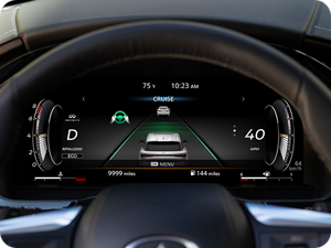 Dashboard close-up of INFINITI QX60 safety features.