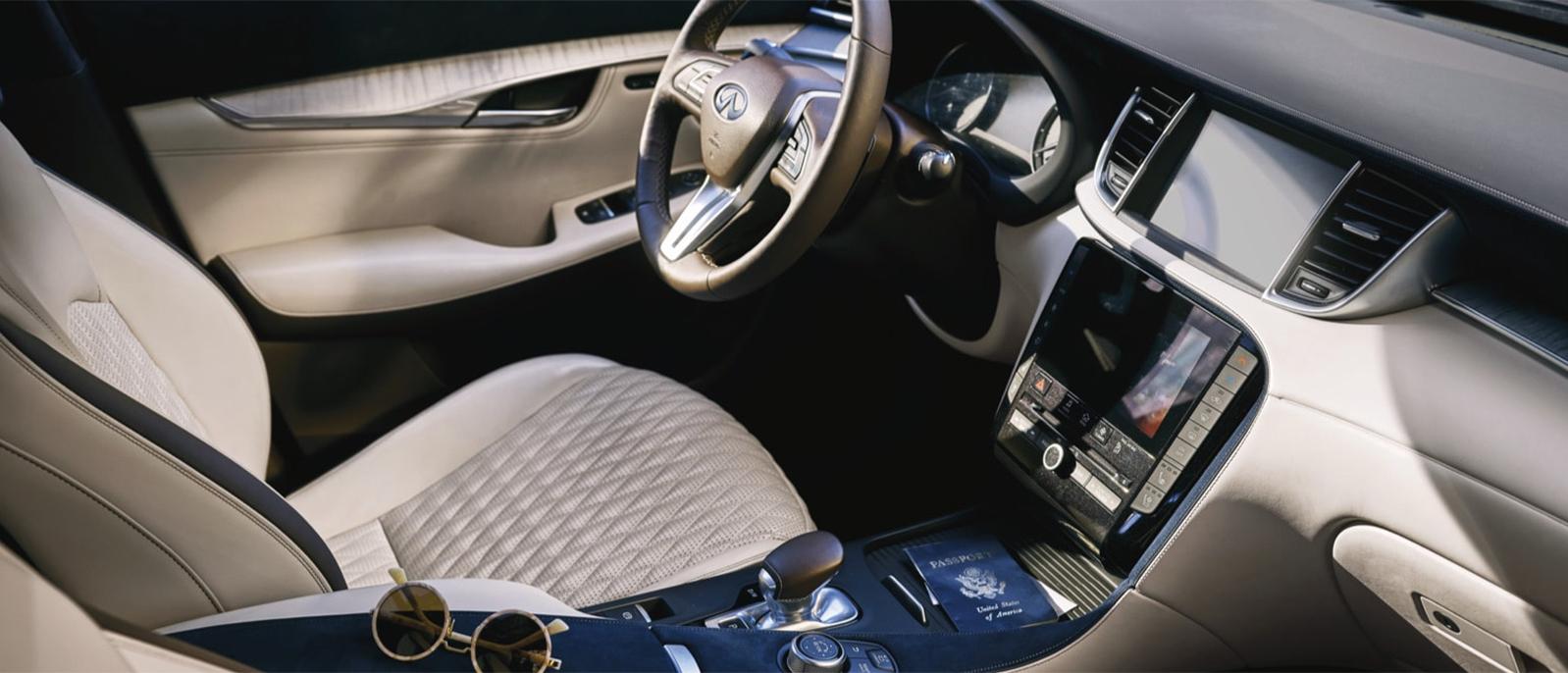 Interior view of the INFINITI QX50 driver's seat. Interior view of the INFINITI QX50 driver's seat.