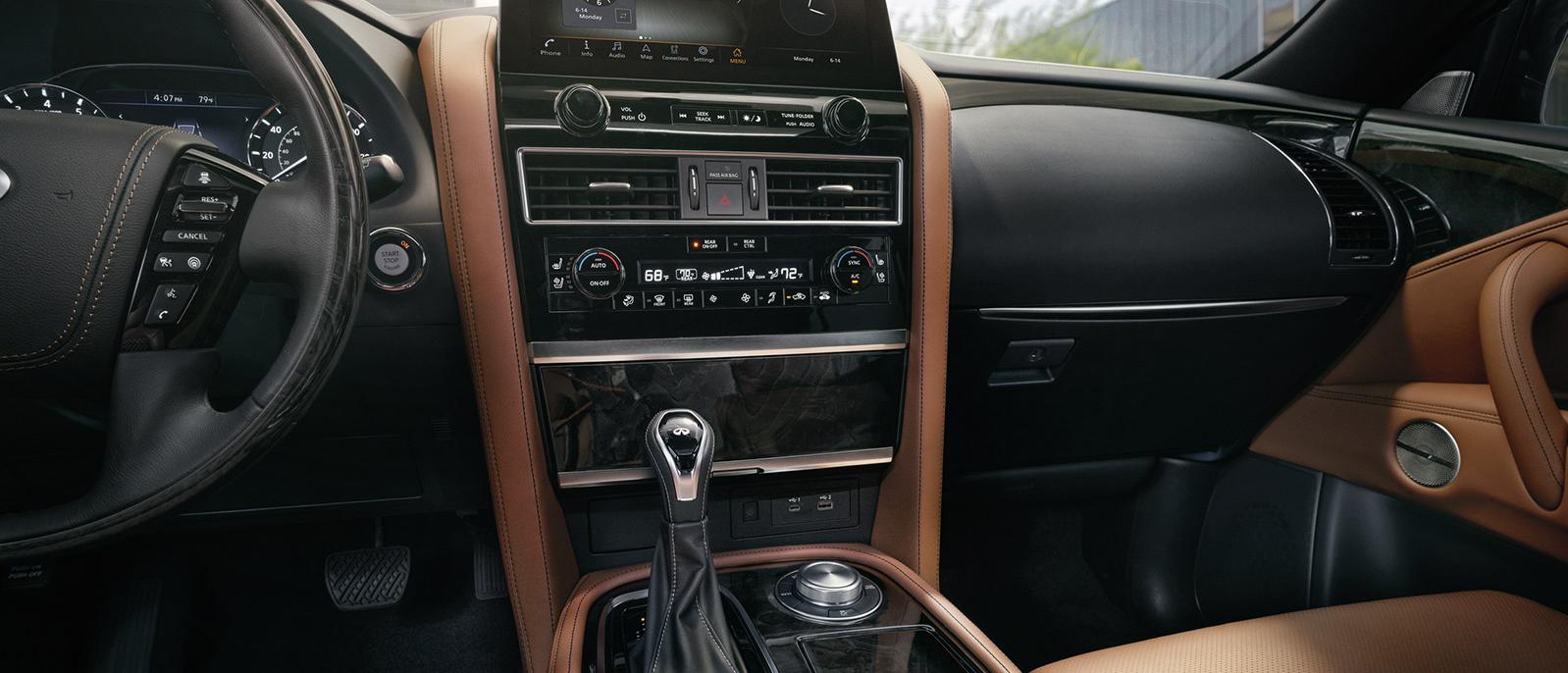Interior view of the INFINITI QX80 featuring Interior view of the INFINITI QX80 featuring