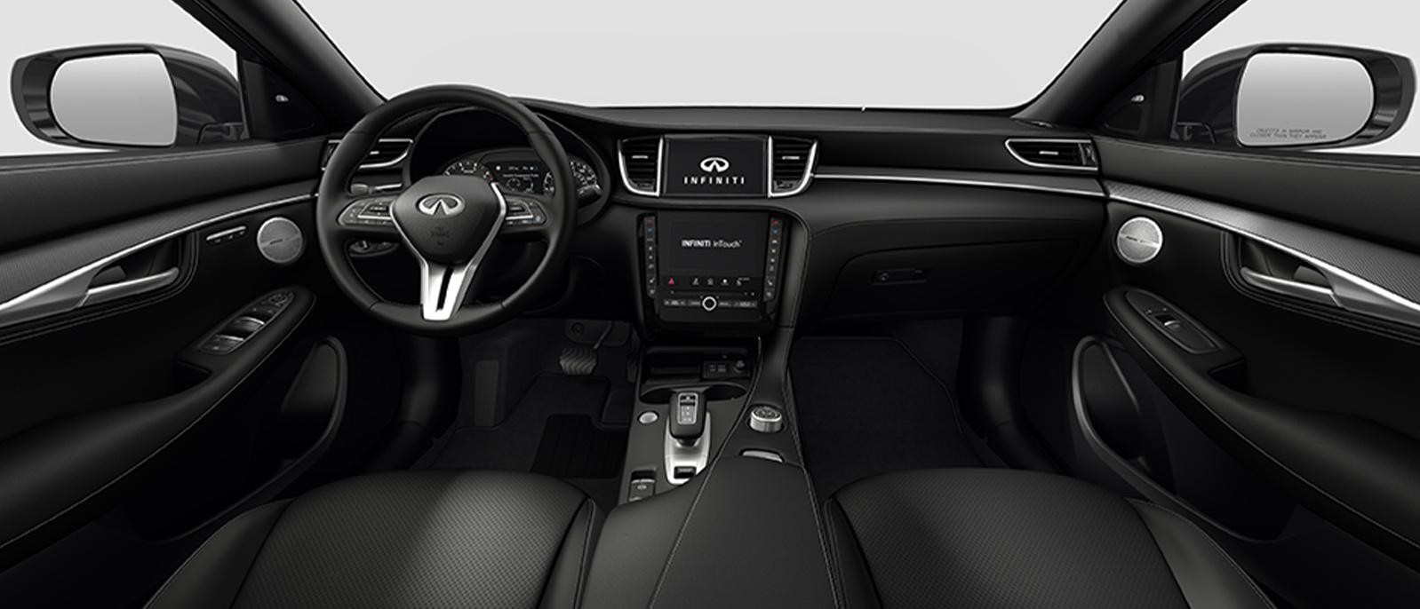 INFINITI QX55 Essential trim interior in Graphite color scheme.