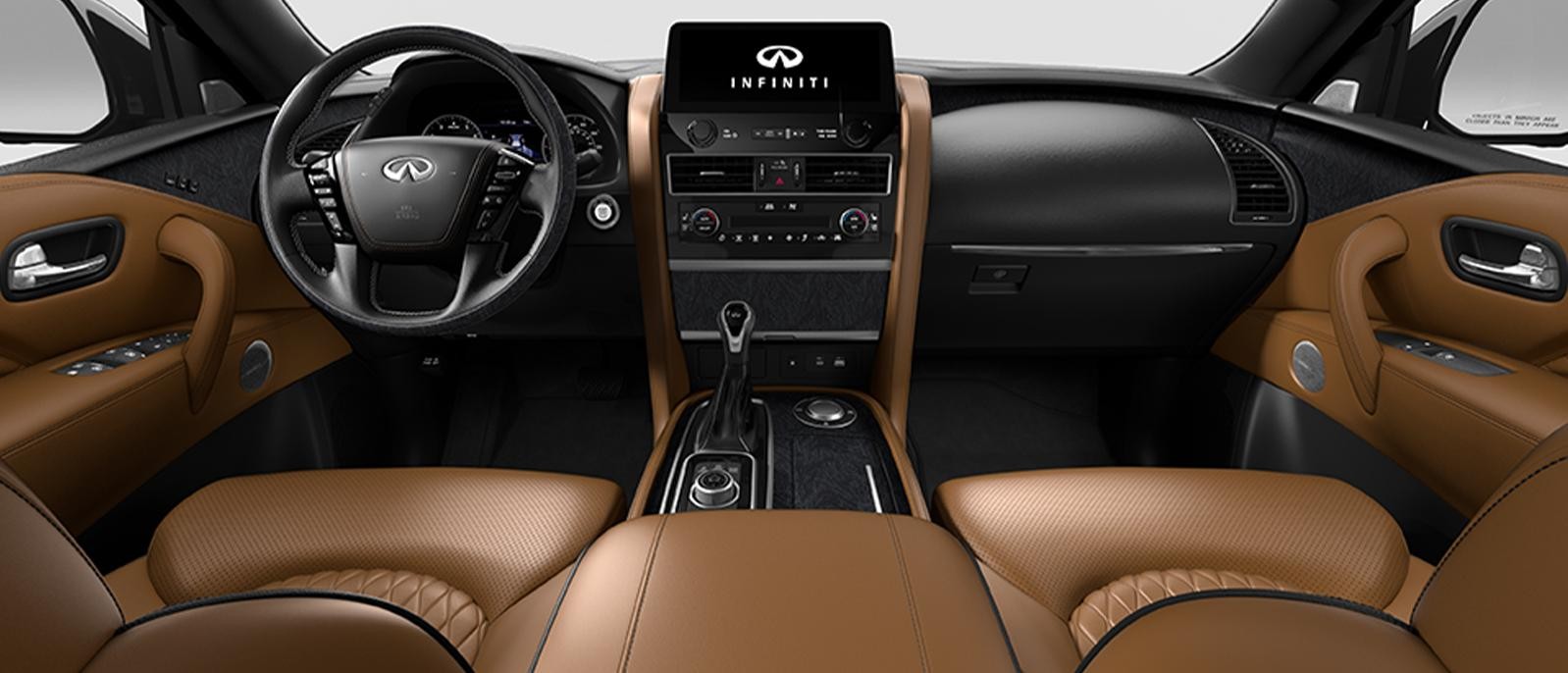 SADDLE BROWN INTERIOR VEIW OF QX80