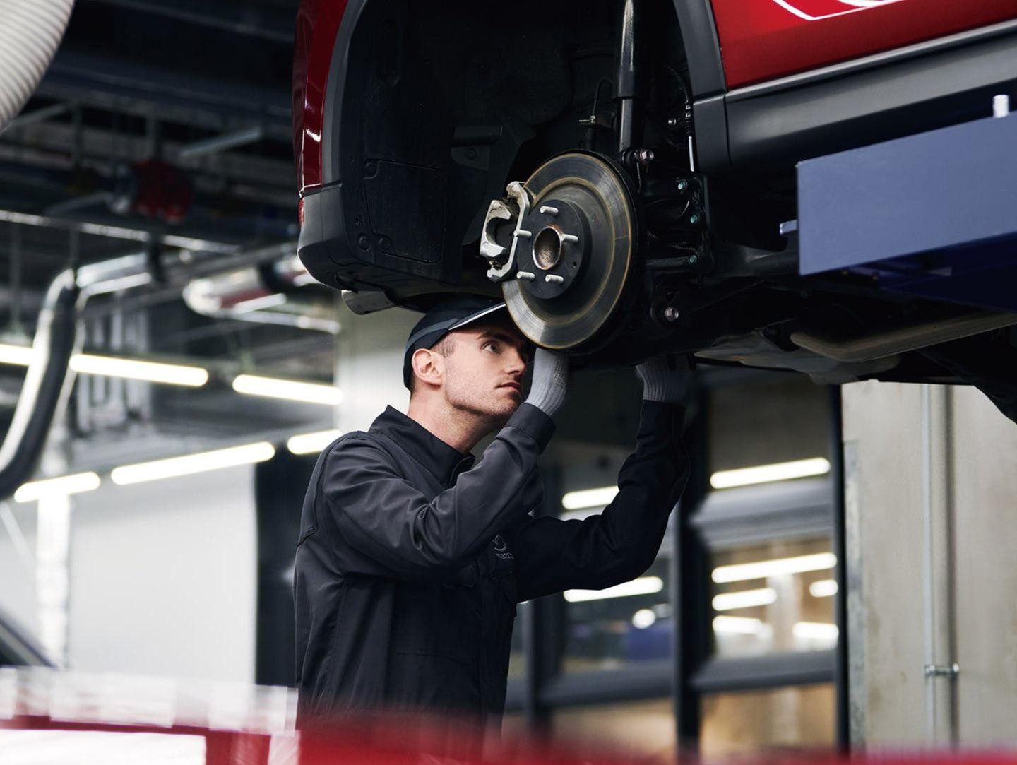 technician working on brakes