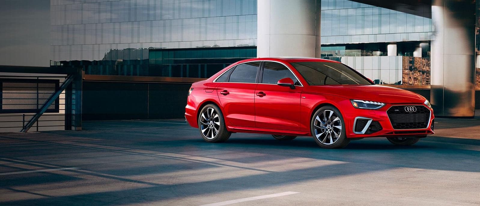 2020 Red Audi A4 Sedan Parked on sidewalk