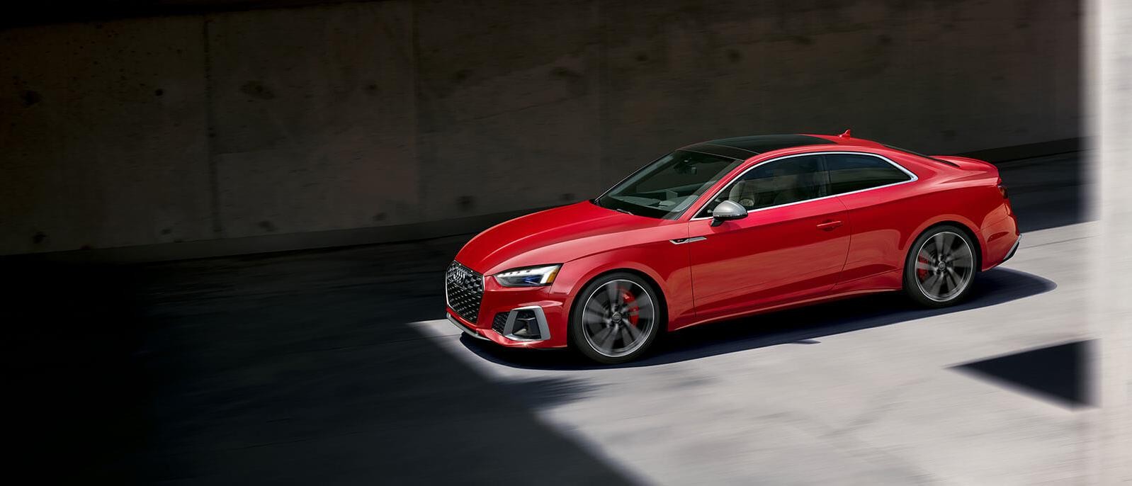 2020 Red Audi S5 Coupe Cruising on the road