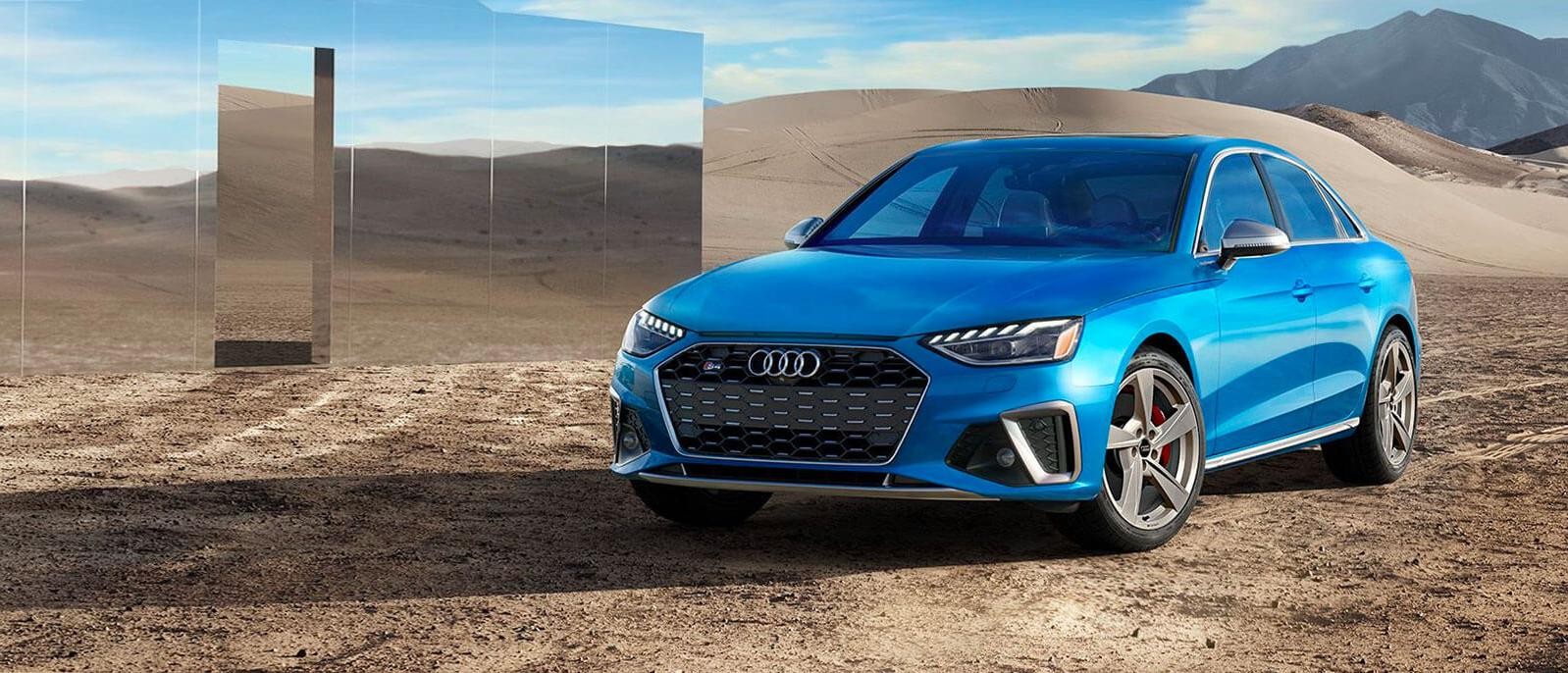 2020 Blue Audi S4 Sedan Parked on the dessert 