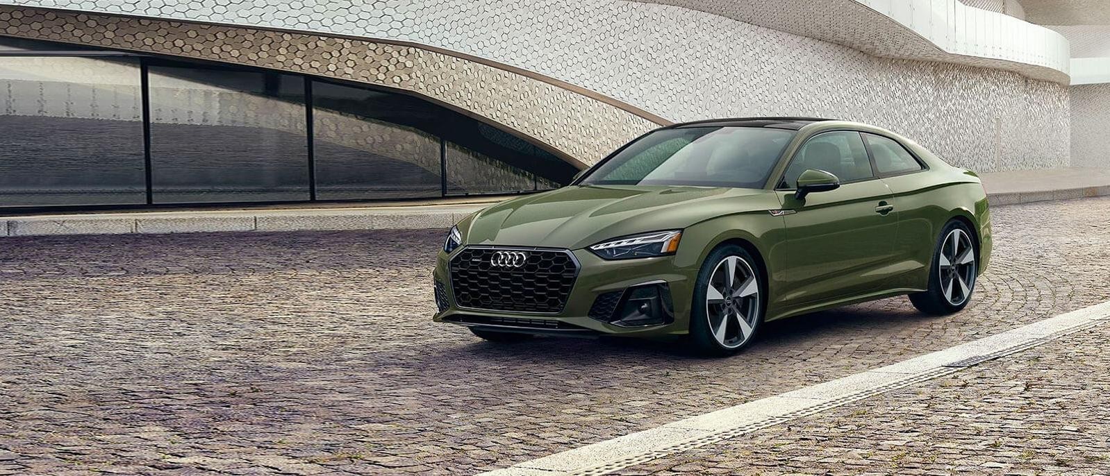 2020 Green Audi A5 Coupe Parked on sidewalk