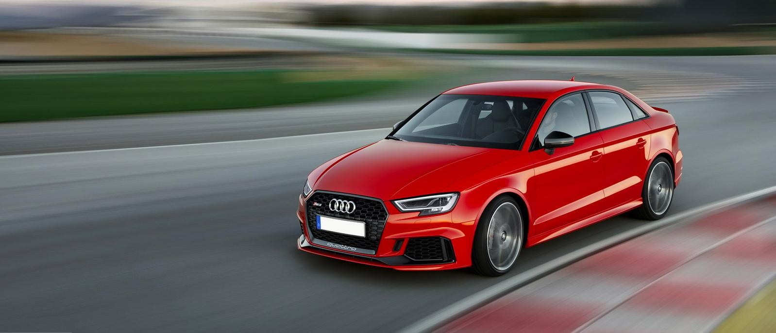 2020 Red Audi RS 3 Cruising on race track