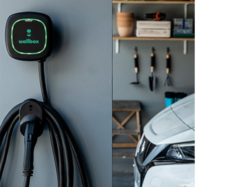 Wallbox charger installed in a garage.