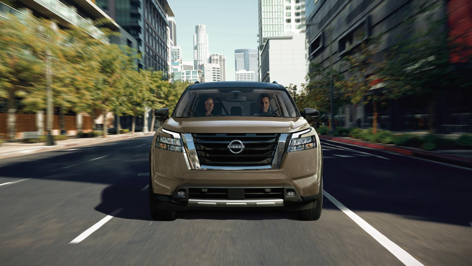Front view of 2023 Nissan Pathfinder. Front view of 2023 Nissan Pathfinder.