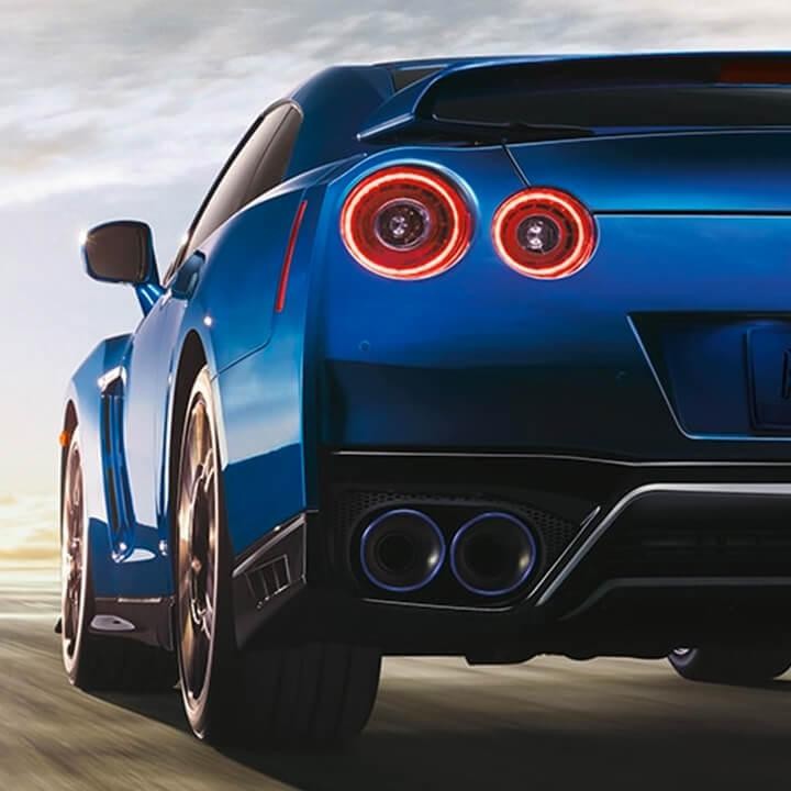Closeup Blue Nissan 2020 GT-R Tail light
