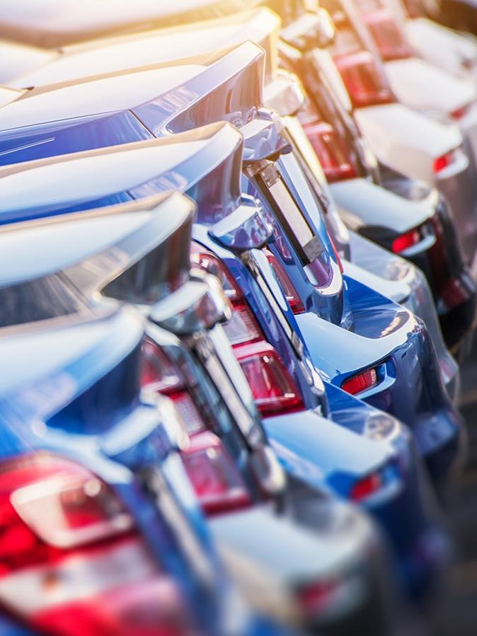 Vehicles in a dealership lot