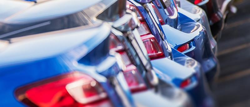 Vehicles in a dealership lot
