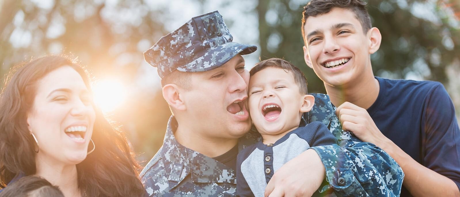 Military man with his family