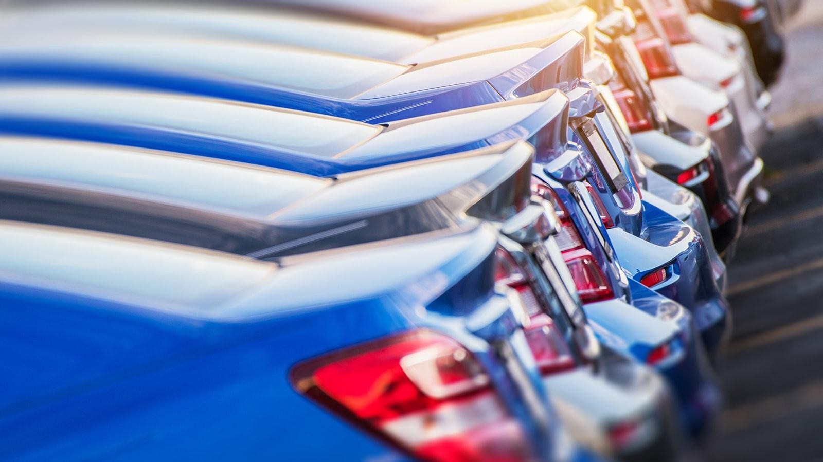 Vehicles in a dealership lot