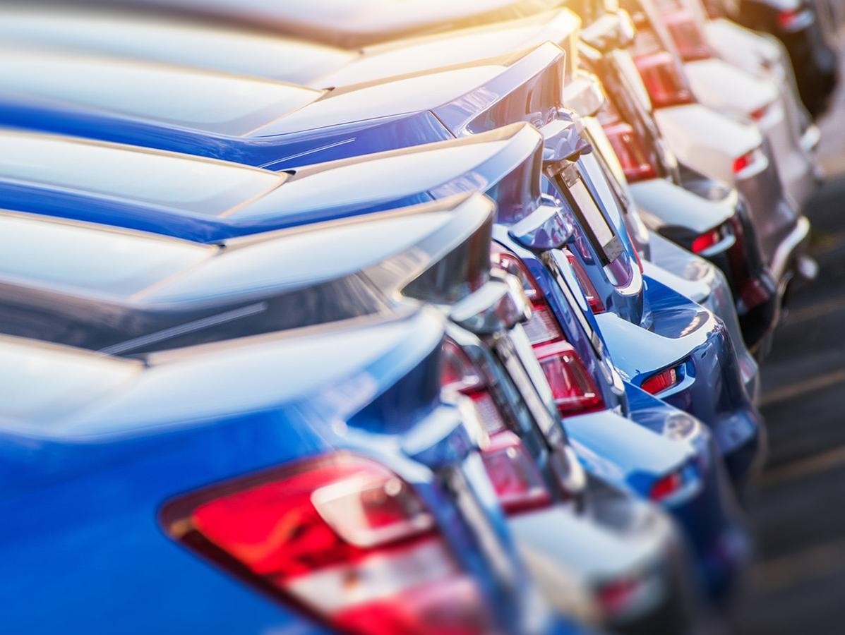 Vehicles in a dealership lot