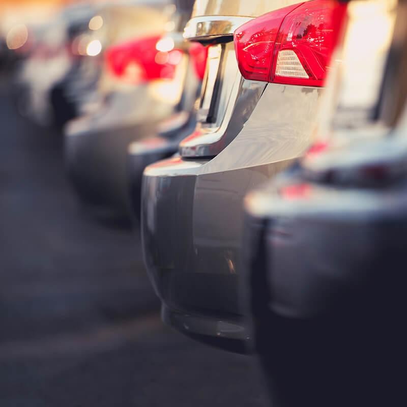 Vehicles in a dealership lot