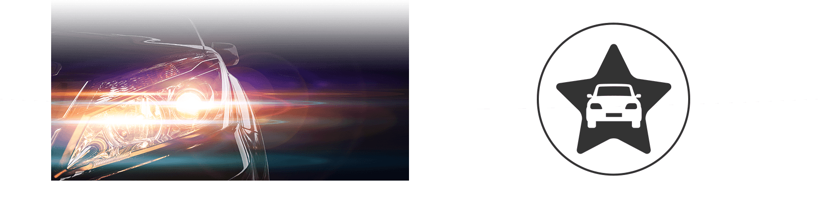 Headlight of a black vehicle in the dark