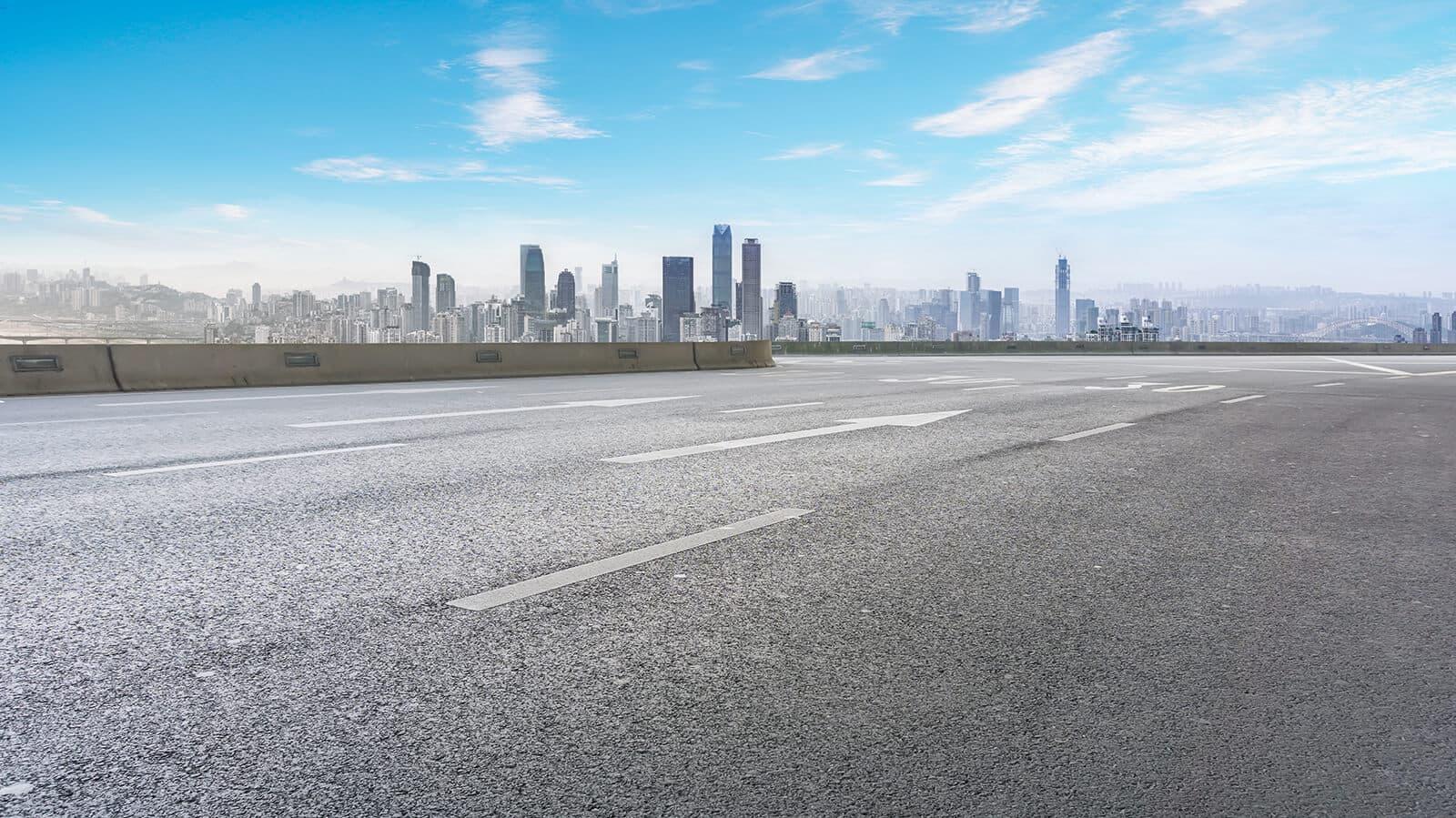 Highway leading to a city
