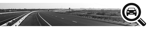 Rural highway with a vehicle search icon