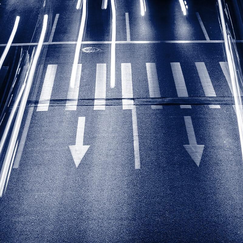 Aerial view of a road at night