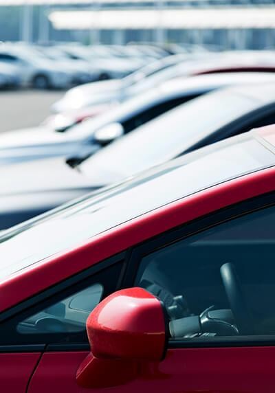 Vehicles on a dealership sales lot