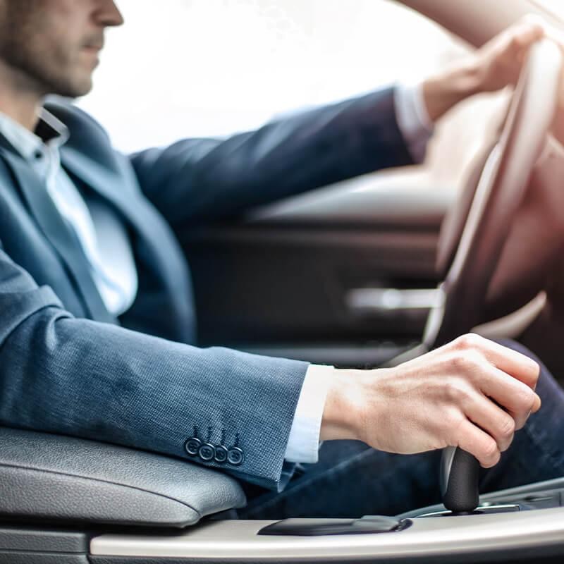 Man driving a car