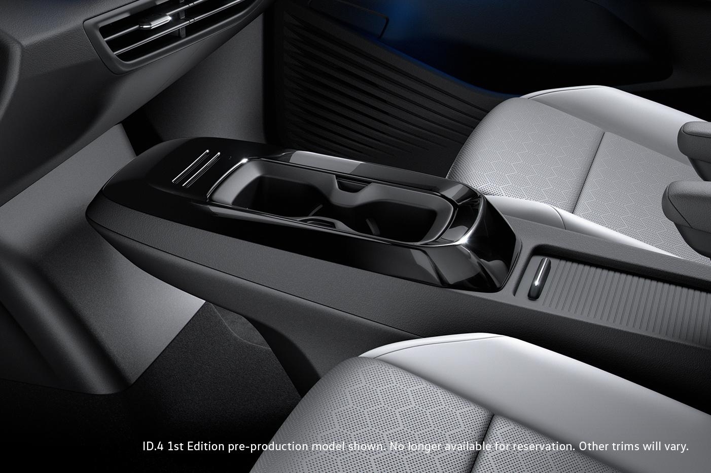 The ID.4 center console and cupholders