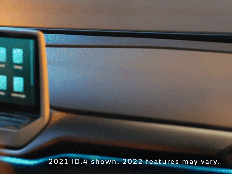 A light flickers across the dashboard of an ID.4