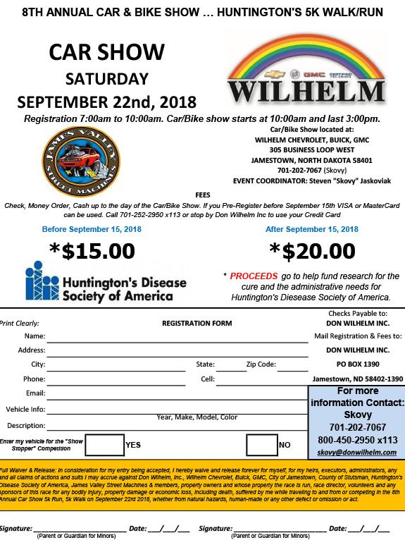 2018 Car Show Registration Wilhelm Chevrolet Buick GMC
