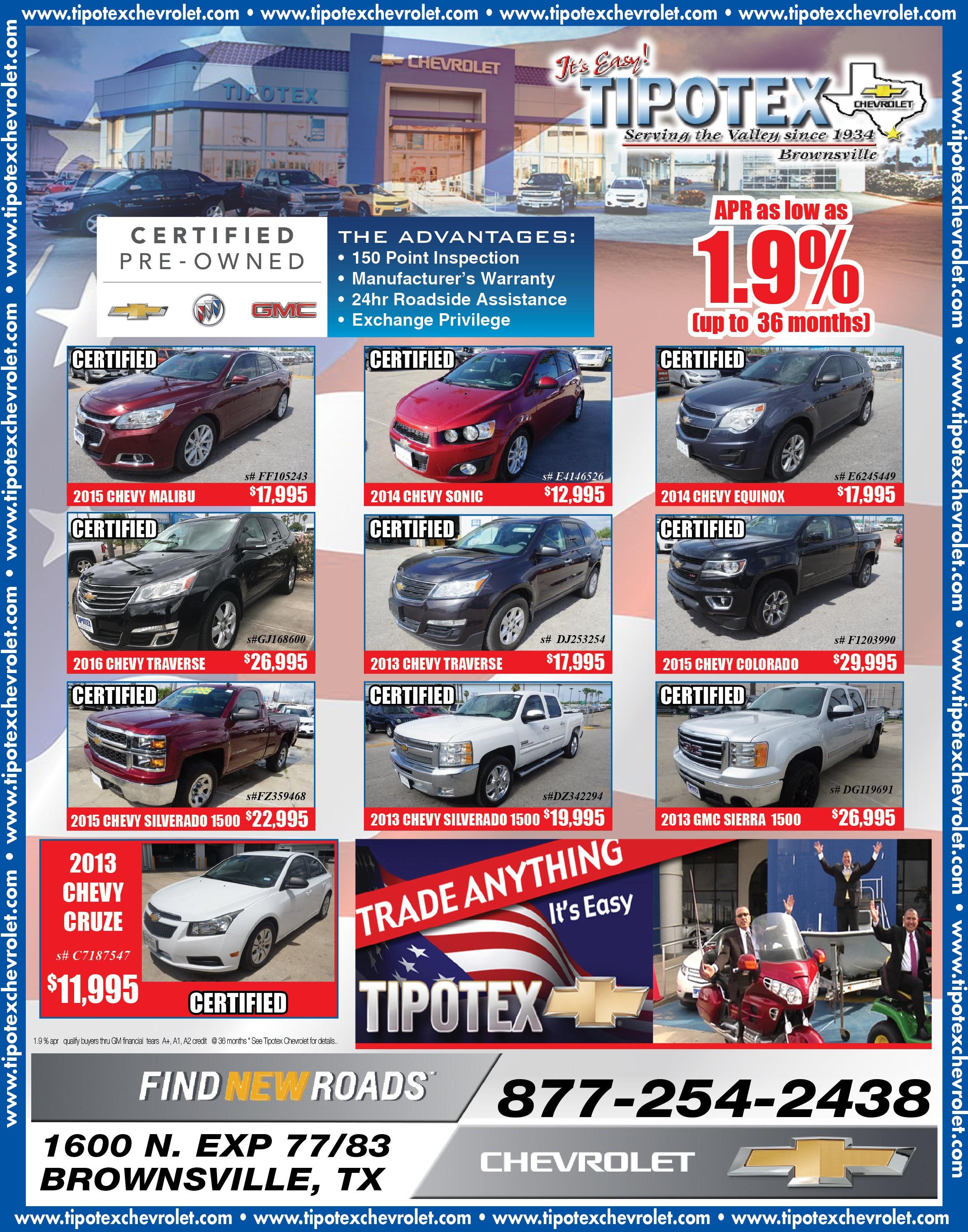 Tipotex Chevrolet is a BROWNSVILLE Chevrolet dealer and a new car and