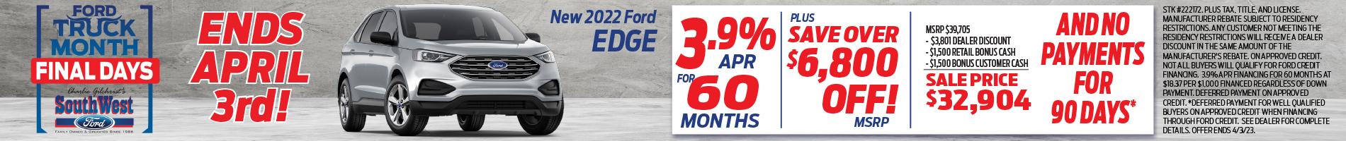 2022 Edge - 3.9% APR for 60 Months