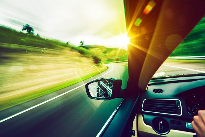 Car Driving on Country Road