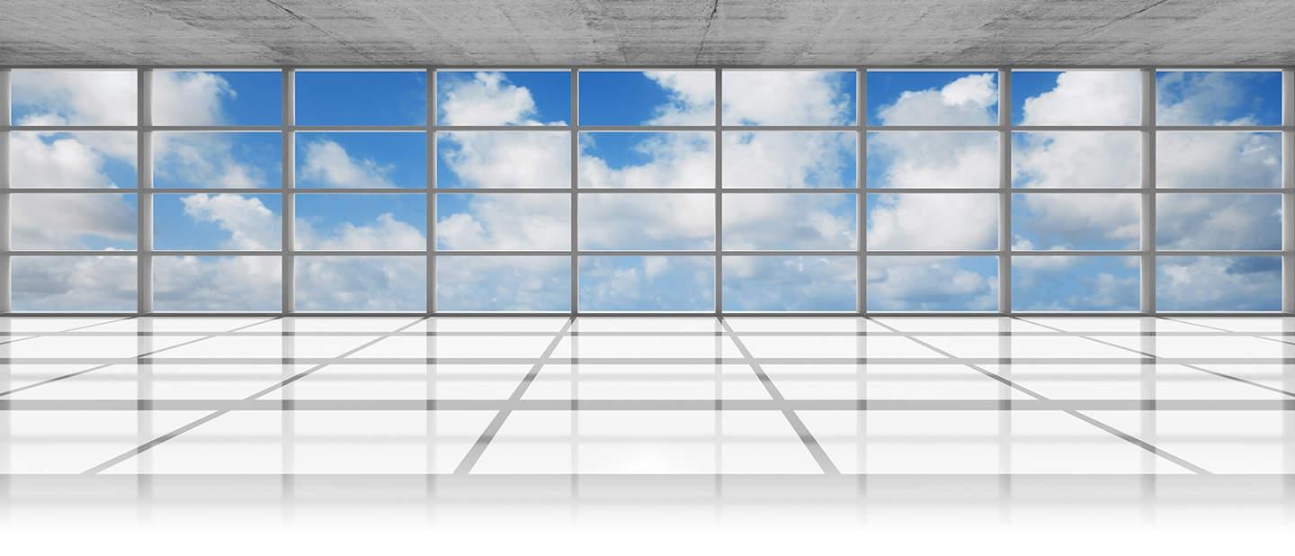 Showroom-with glass Sky background