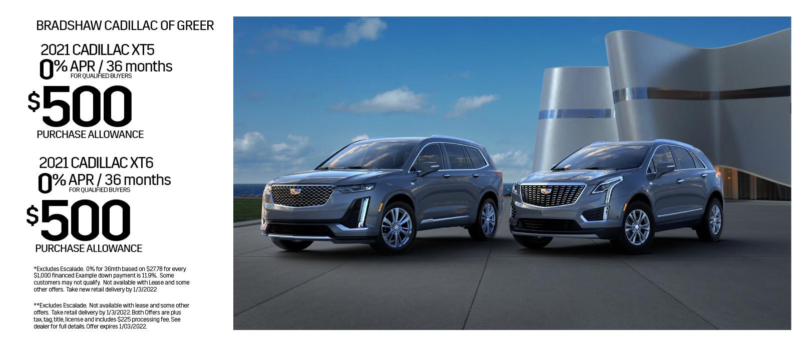 2021 Cadillac XT5 2021 Cadillac XT6 0% APR* plus $500 Purchase Allowance**