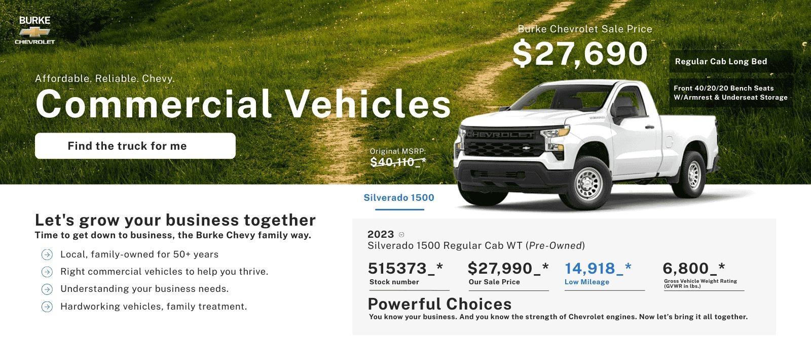 Northampton's Burke Chevrolet: Your local Chevy dealer for dependable regular cab work trucks, serving Hatfield, Westhampton, Amherst, Florence, Belchertown, and more.