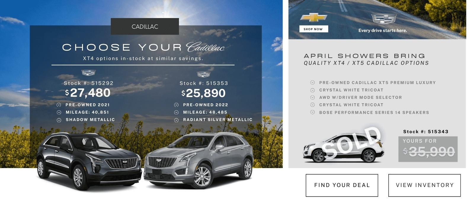 Northampton's Cadillac XT4 Deal is HERE, Luxury for As Low As $25,890 | Only at Burke Chevrolet, Serving Nearby Communities Like Hatfield, Florence, Greenfield, Huntington, Easthampton, Southampton, Hadley, Amherst, Granby, Belchertown, and more. Looking for great deals on 2022 and 2021 Cadillac XT4s? Look no further, Burke Chevrolet in Northampton, Massachusetts has the DEALS for you.