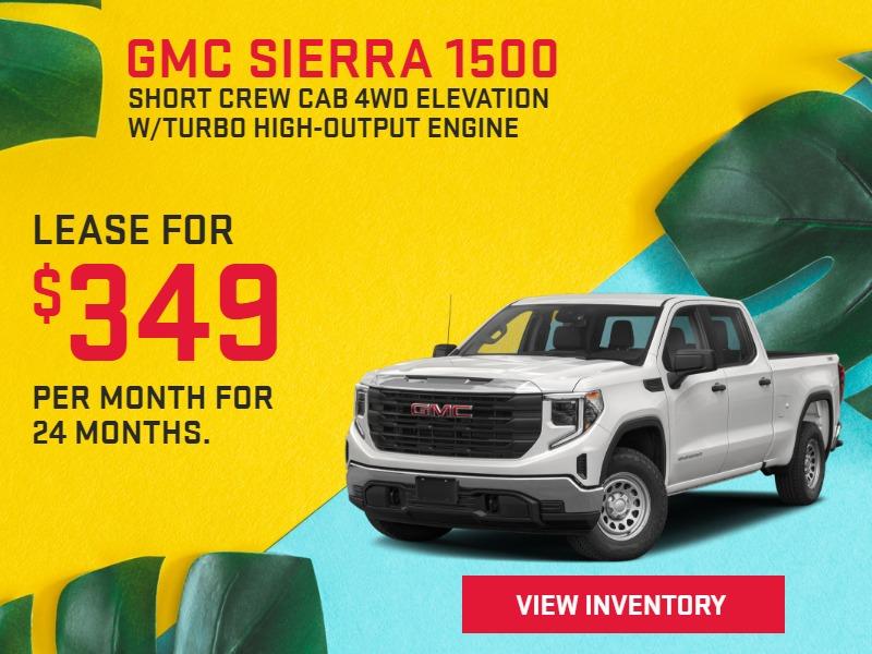 2023 GMC SIERRA 1500 SHORT CREW CAB 4WD ELEVATION W/TURBO HIGH-OUTPUT ENGINE
$349/MONTH for 24 months.
