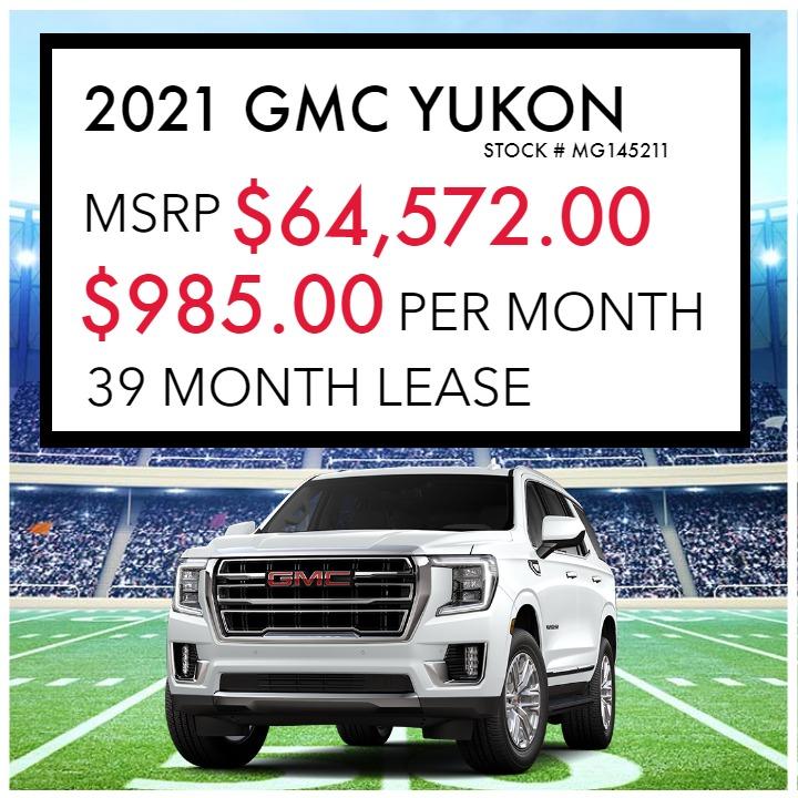 2021 GMC Yukon
Stock Number Mg145211
MSRP $66,940
$985 per month
39 Month Lease