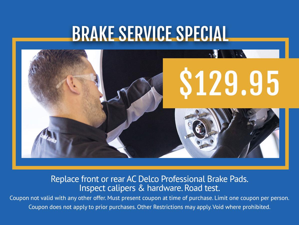 Chevrolet Brake Service Special Discount Coupon Chevy Brake Service