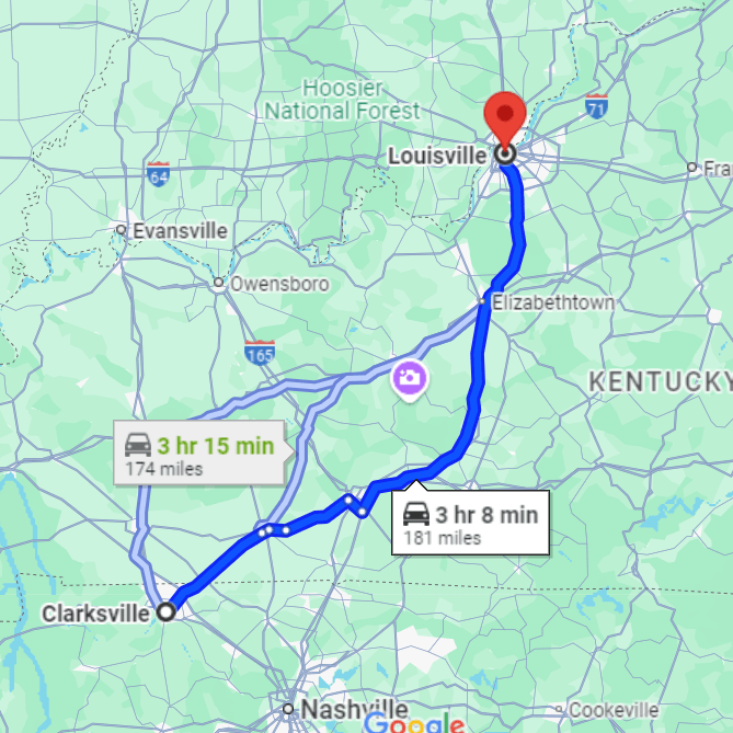 Louisville to Clarksville Google Maps Directions