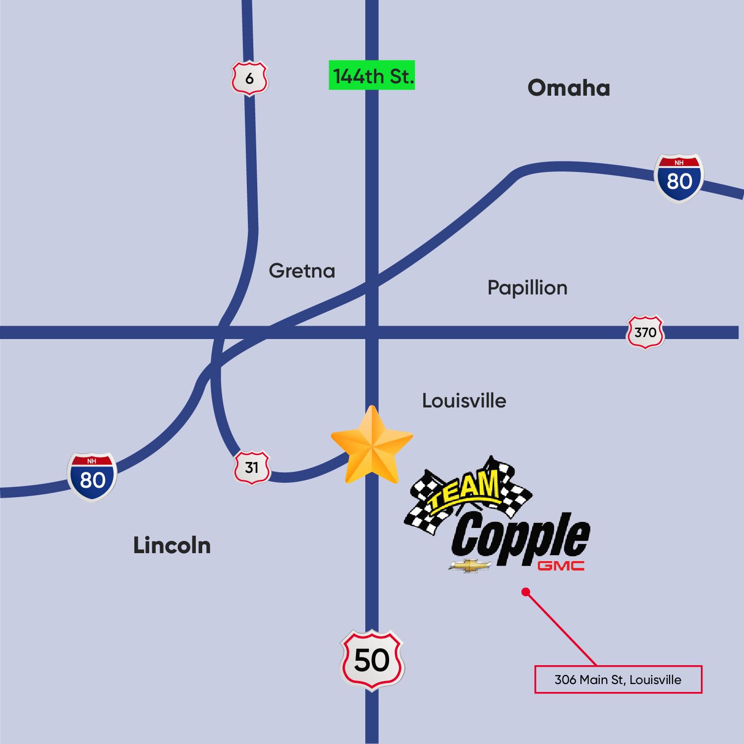 Hours & Directions to Copple Chevy GMC Omaha NE Lincoln Louisville