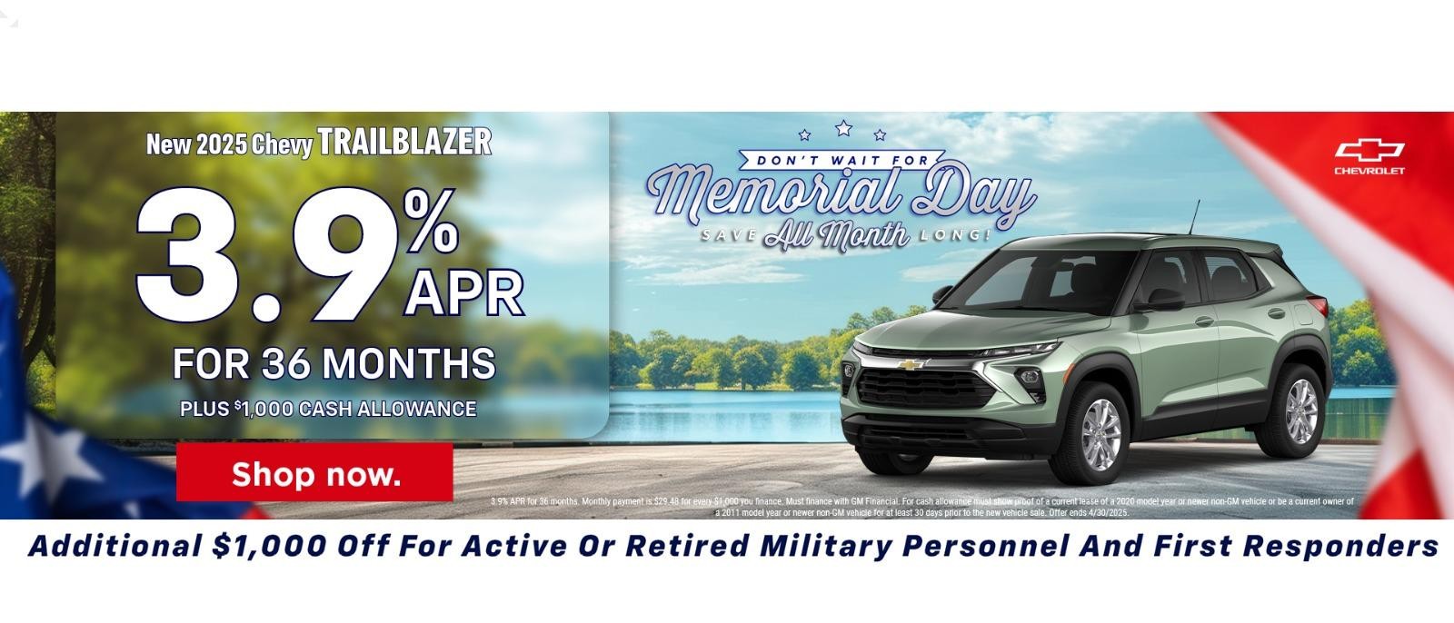 3.9% APR for 36 months
