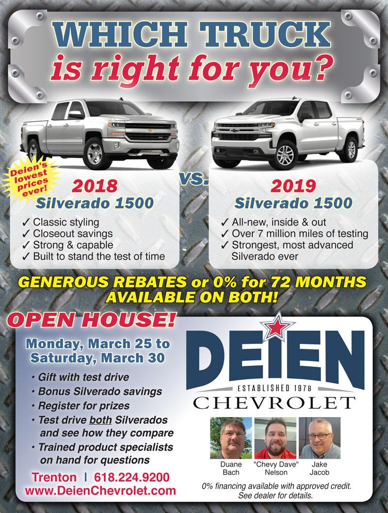 Deien Chevrolet is a TRENTON Chevrolet dealer and a new car and used