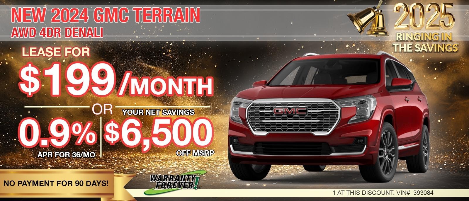 2024 GMC Terrain AWD DENALI. Your Total Savings After All Offers $6,500 OFF MSRP.